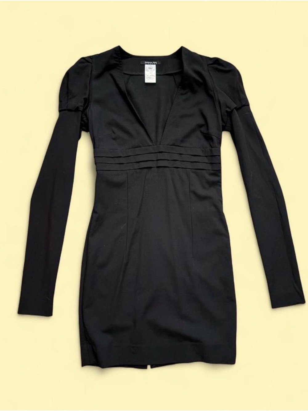 Patrizia Pepe Black Long-Sleeve V-Neck Dress